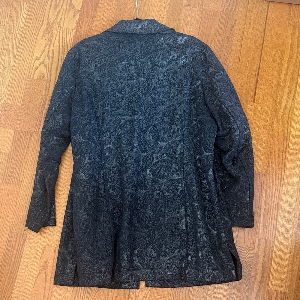 Chico's Black Textured Open-Front Long Blazer - Picture 4 of 4